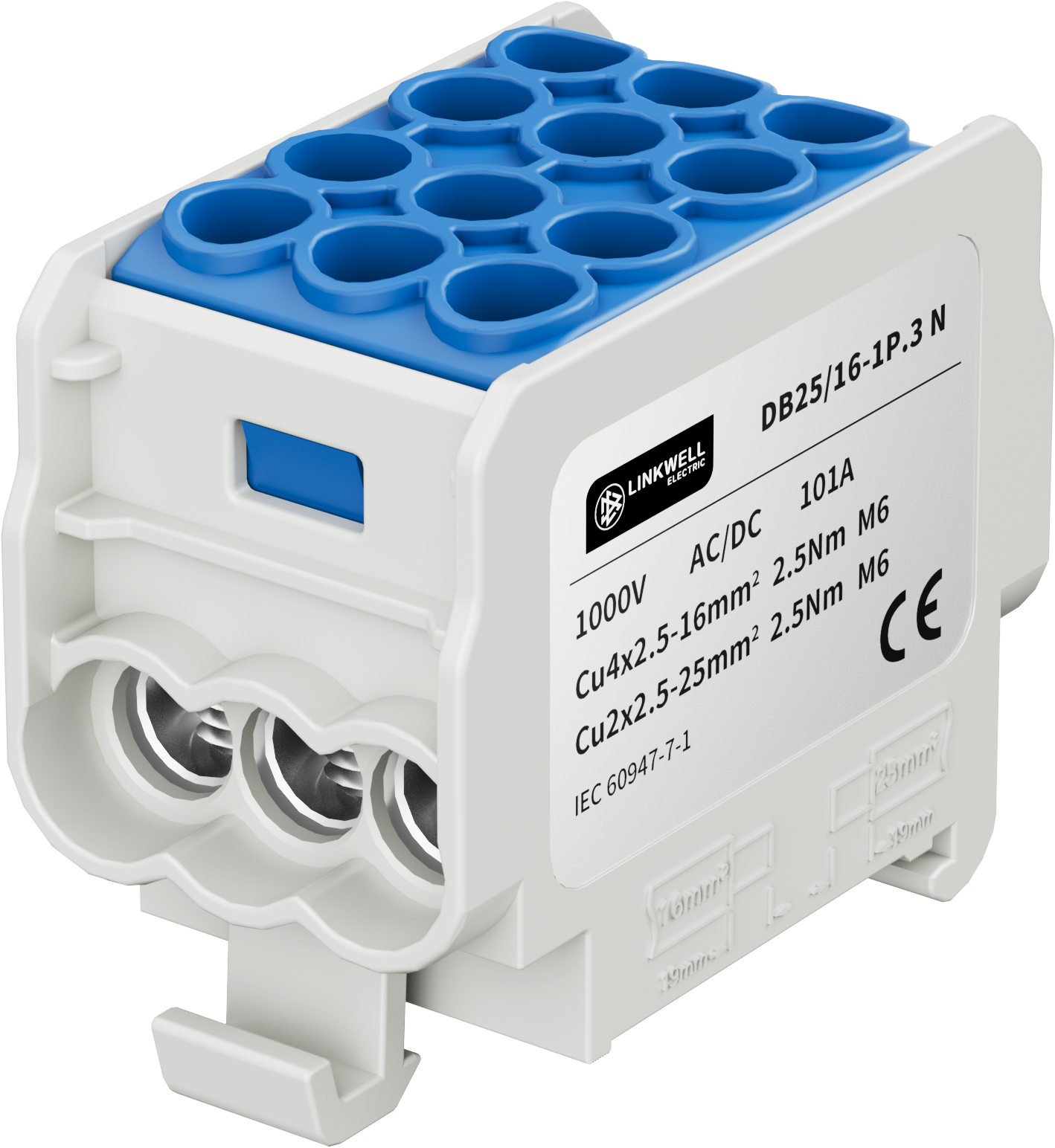 DB Series DB25/16-1P.3 Universal Terminal Block for Power Distribution Cabinet