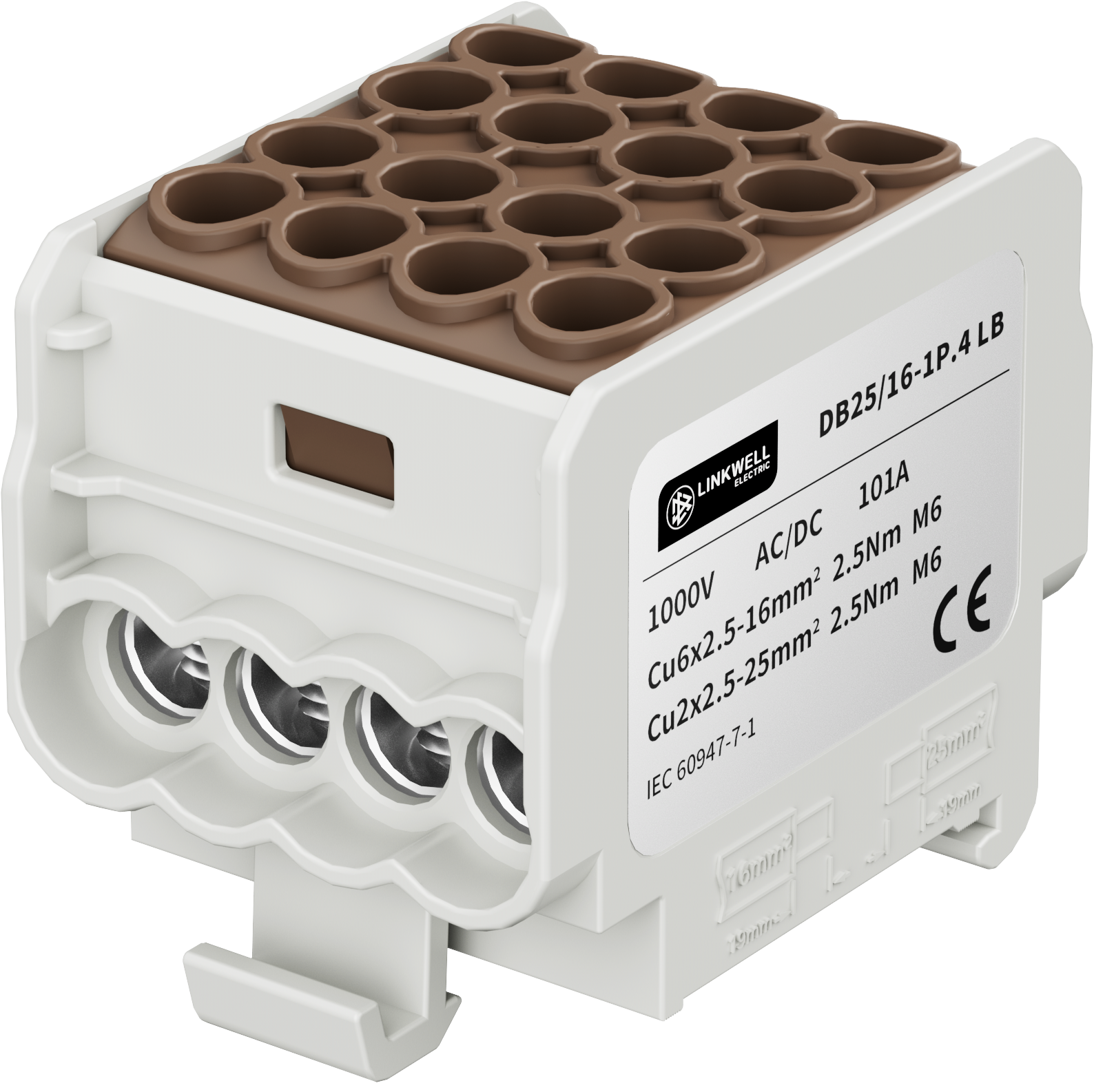 DB Series DB25/16-1P.4 Universal Terminal Block for Power Distribution Cabinet