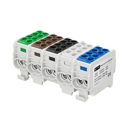 DB25/16 5 Pole Universal Terminal Block, DIN Rail Mount Power Distribution Terminal Block